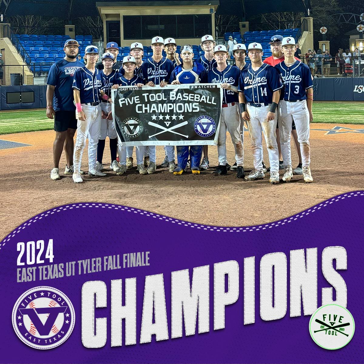 Five Tool East Texas (@fivetooletx) on Twitter photo 🏆CHAMPIONS🏆
Congrats to <a href="/USA_PrimeBB/">USA Prime Baseball</a> East Texas 18U Blue on winning the 17U/18u Division of the <a href="/FiveTool/">Five Tool Baseball</a> East Texas UT Tyler Fall Finale!
#WatchEm 🏆CHAMPIONS🏆
Congrats to <a href="/USA_PrimeBB/">USA Prime Baseball</a> East Texas 18U Blue on winning the 17U/18u Division of the <a href="/FiveTool/">Five Tool Baseball</a> East Texas UT Tyler Fall Finale!
#WatchEm