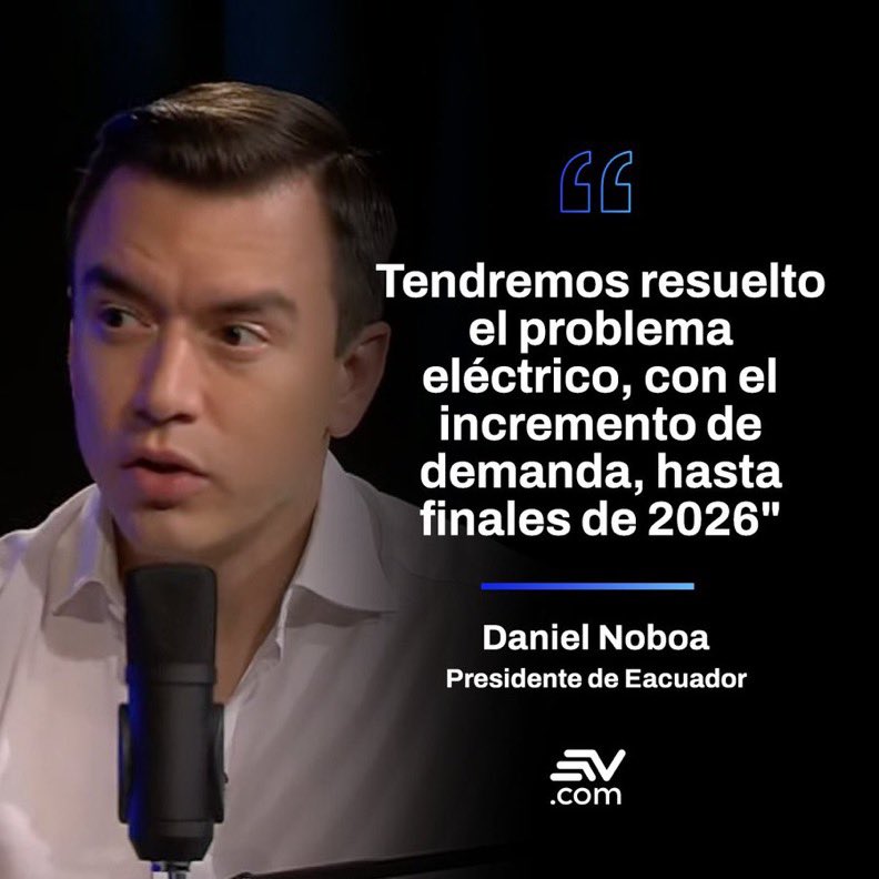 polinacional98's tweet photo. 🗣️ El presidente de la República, Daniel Noboa, mencionó, en una entrevista televisiva, que su Gobierno recuperará más de 1 500 MW para que no exista crisis energética en los próximos estiajes. ▶️ https://t.co/JImoTX0wvg https://t.co/icCoFI1nYL