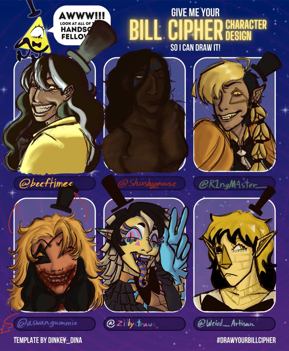 Andddddd- done!! Tysm for the opportunity to draw these sillies guys!
#BillCipher #humanbillcipher #drawyourbillcipher