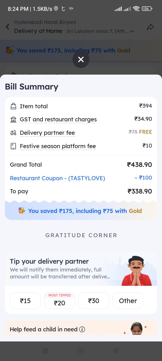 kumar_cherry_'s tweet image. @zomatocare @zomato Why is there a difference in pricing for the exact same order, at the exact same location, and at the exact same time? 🤔 #PriceInconsistency #TransparencyPlease