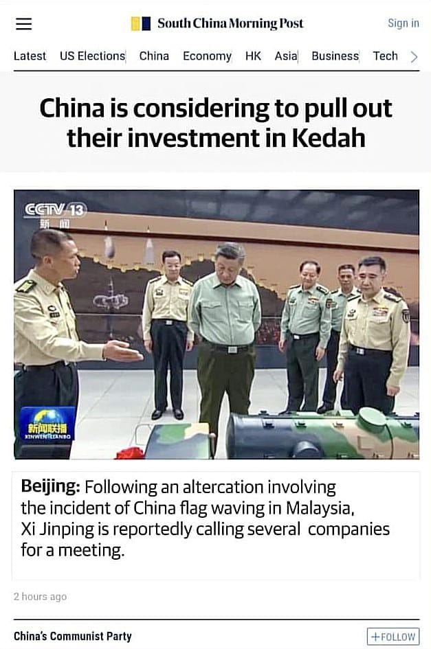 ElaineLPL's tweet photo. @tjerealjoker Xi Jinping gets a taste of Ketuanan Melayu.... https://t.co/JGa8eaC3Ym