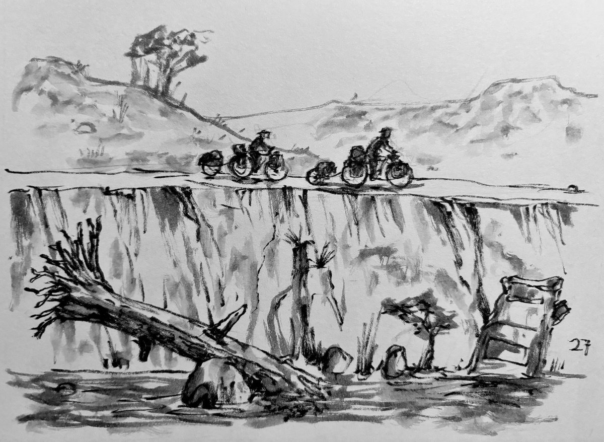 johnmustache's tweet image. #inktober2024 
27
ROAD
We’re lucky this whole road isn’t completely washed out; another five, ten years and it probably will be.