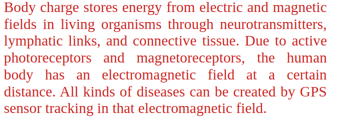 drmrmiah's tweet photo. Body charge stores energy from electric and magnetic fields in living organisms through neurotransmitters, lymphatic links, and connective tissue. Due to active photoreceptors and magnetoreceptors, the human body has an electromagnetic field at a certain distance. https://t.co/3zA5apyrCA
