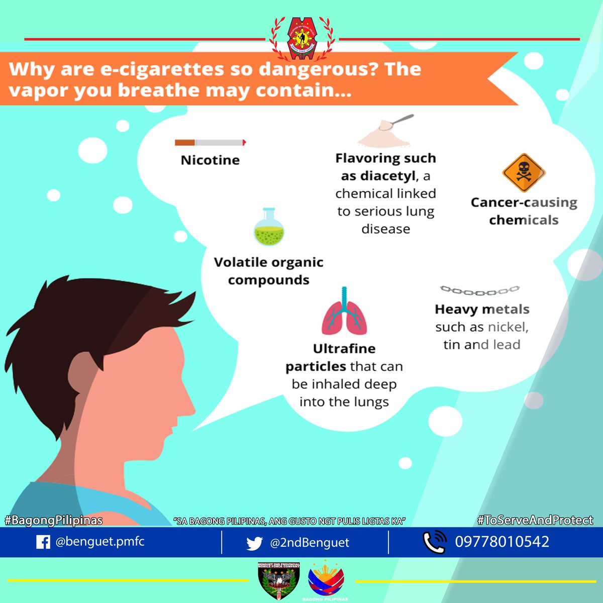2ndBenguet's tweet photo. 𝗗𝗼𝗻𝘁 𝗩𝗮𝗽𝗲! 𝗶𝘁'𝘀 𝗡𝗢𝗧 𝗦𝗔𝗙𝗘

#SaBagongPilipinasAngGustongPulisLigtasKa
#BagongPilipinas
#ToServeandProtect https://t.co/w8WmDGCZQA