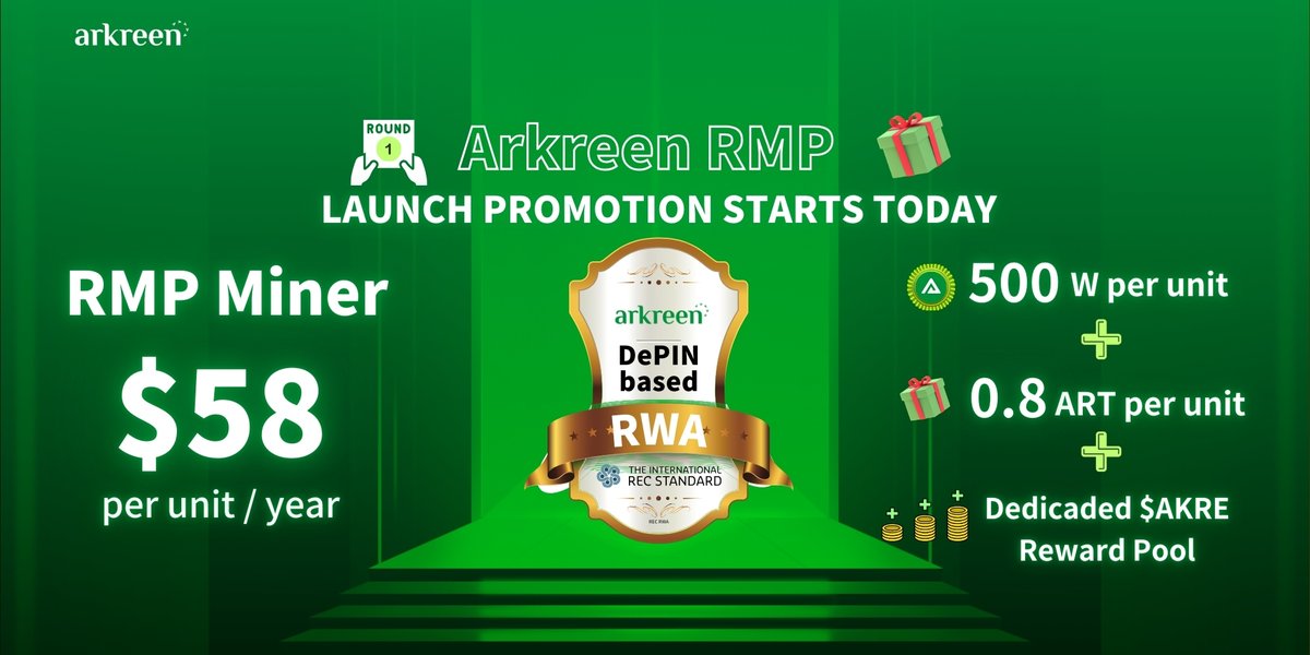 🚀 Arkreen Remote Miner Pro Promo Sale - First Batch Limited to ONLY 100 RMPs! 🎉 Earn more stable $AKRE rewards, backed by I-REC Registered Solar Plants! 🌱

Power up with a 660 kW I-REC solar plant in Vietnam, enjoy reliable, high-quality green energy data, and professional