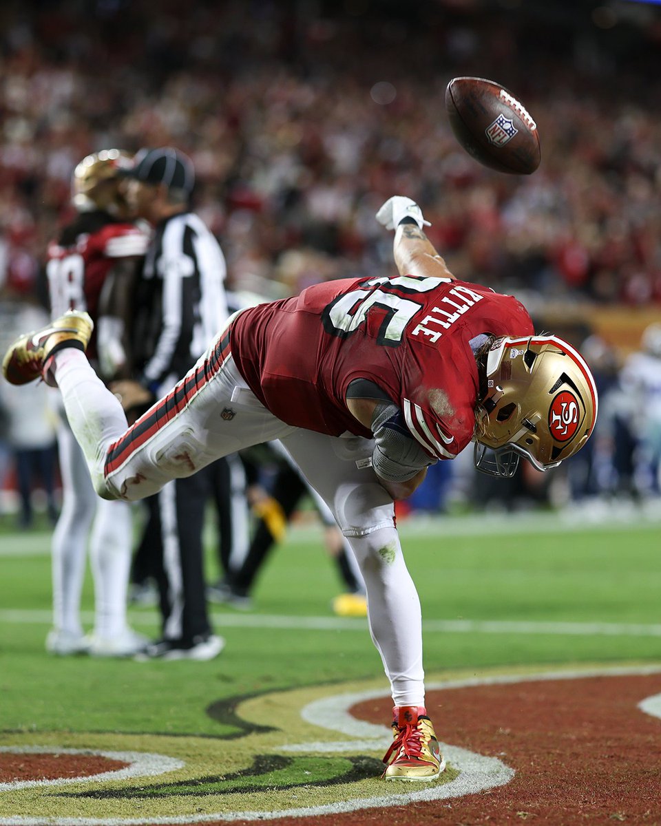 NFL's tweet image. ⛏️ 6 catches
⛏️ 128 yards
⛏️ 1 TD

George Kittle capped off a tremendous #NationalTightEndsDay