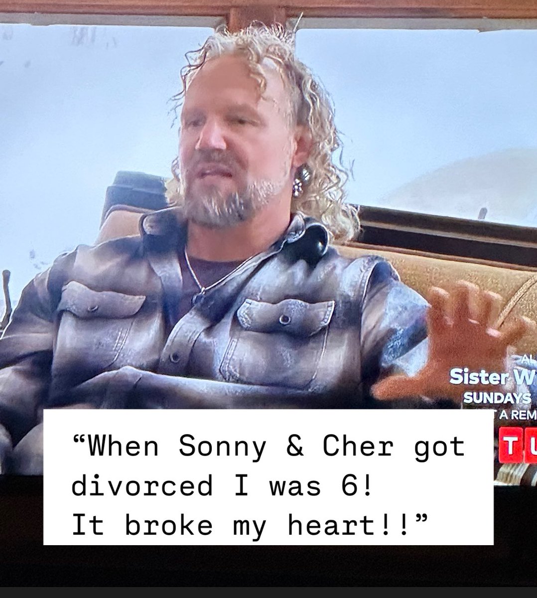 skepticalslothh's tweet photo. I wonder if Cher knows how much their divorce absolutely WRECKED #kodybrown. He is still torn UP! 💀😂💀😂
#sisterwives #tlc #thebrowns #mormontok #tlcsisterwives https://t.co/aP8n1Ri0WK