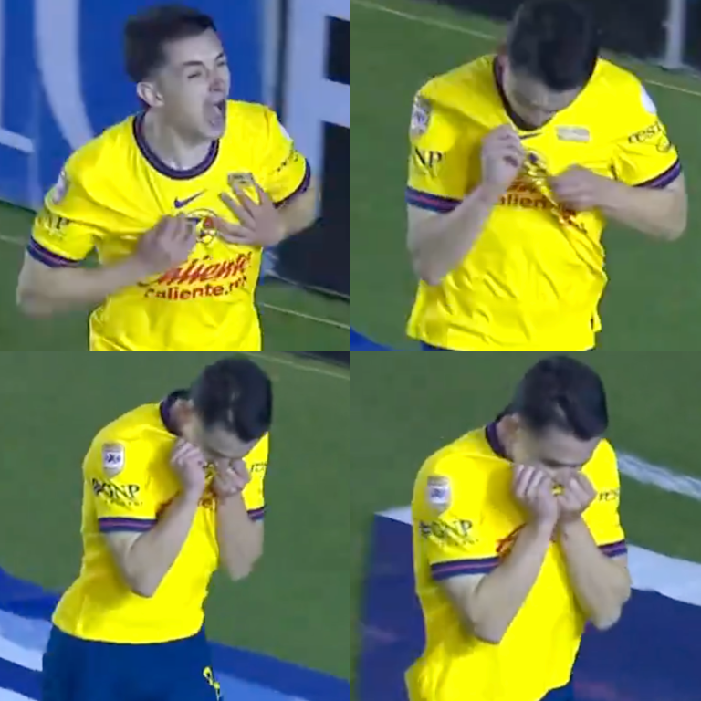 InvictosSomos's tweet photo. El beso al escudo de Álvaro Fidalgo. AMERICANISMO PURO.
