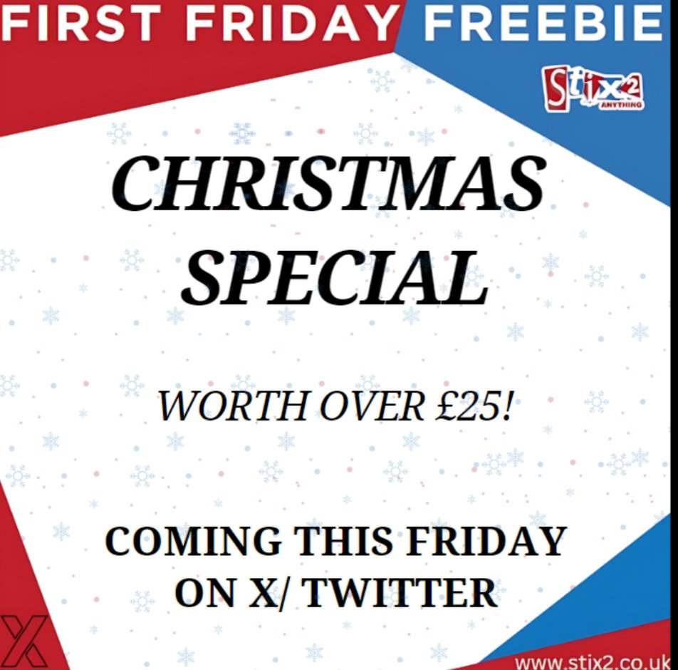 stix_2's tweet photo. It’s almost the first Friday of the month, which can only mean one thing!
#FirstFridayFreebie is COMING THIS FRIDAY OVER ON TWITTER/ X!
This month we are giving away a #christmascraftbundle with an RRP of over £25!
#stix2anything #competition #win #craftcompetition https://t.co/KMYBCjjcru