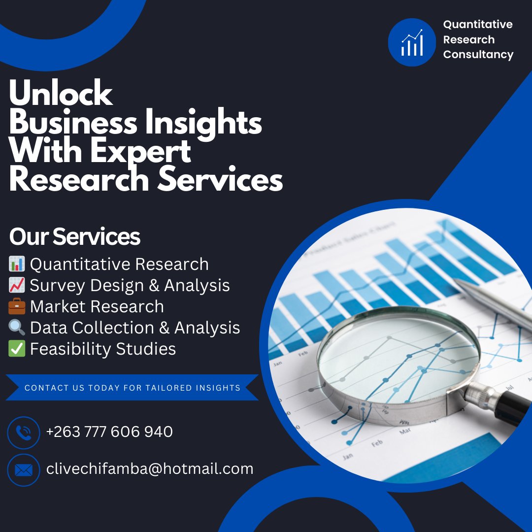 CliveChifamba's tweet photo. 🚀 Unlock Business Insights with Expert Research Services 📊

Looking for actionable insights to drive your business forward? We offer data-driven solutions to help you make informed decisions.

#MarketResearch #BusinessAnalysis #DataDriven #ResearchConsultant https://t.co/uY77BU7QgR
