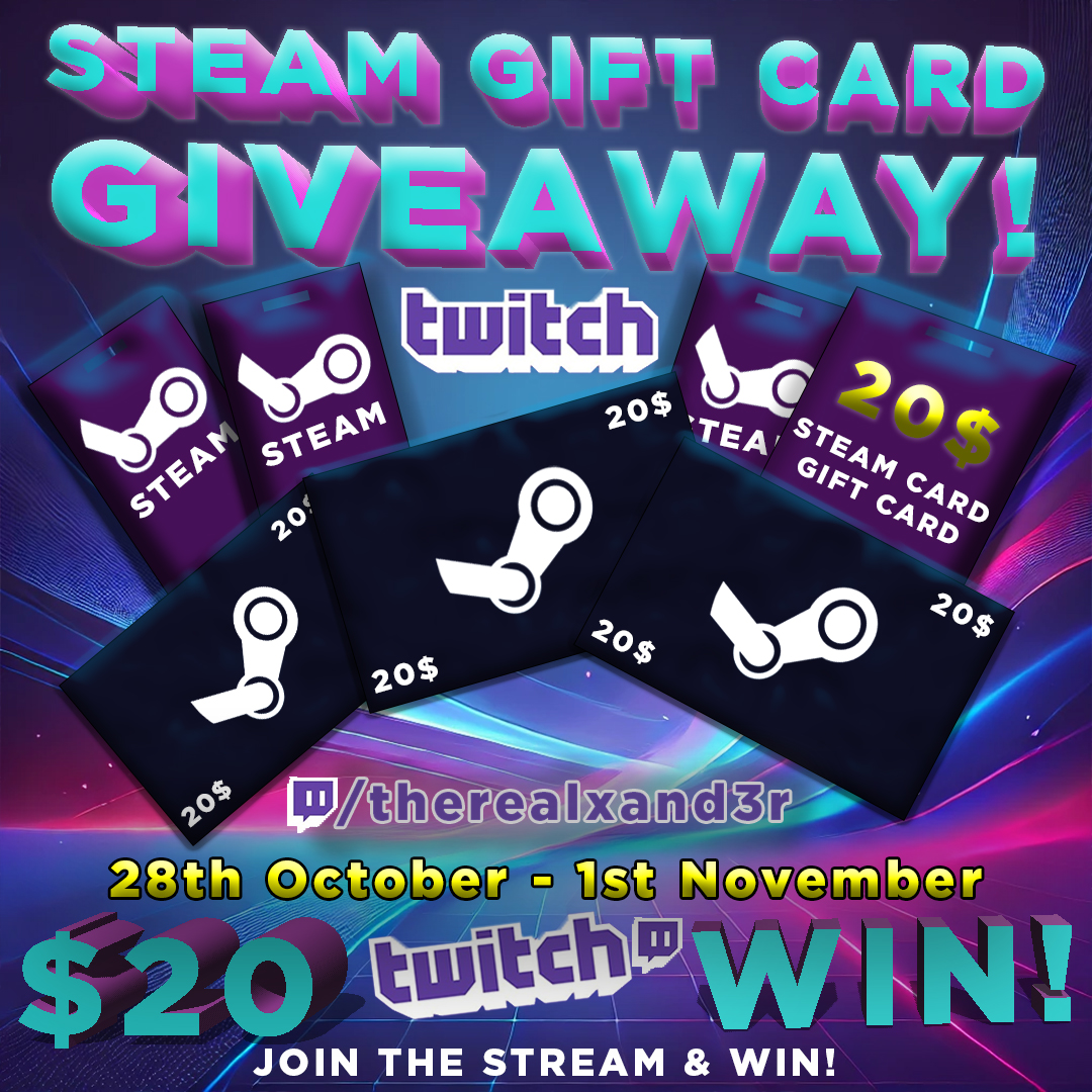 therealxand3r's tweet photo. 🚨 Steam Vault Giveaway: Week of Wins has started! 🚨
Today is Day 1 of giving away 5 x $20 Steam Gift Cards—one winner every day! 🎮
Join my stream on Twitch, be active in chat, and use your points to buy !tickets for your chance to win. Subs get extra chances! 💥
🔥 #Giveaway https://t.co/8qMJSQbBFi