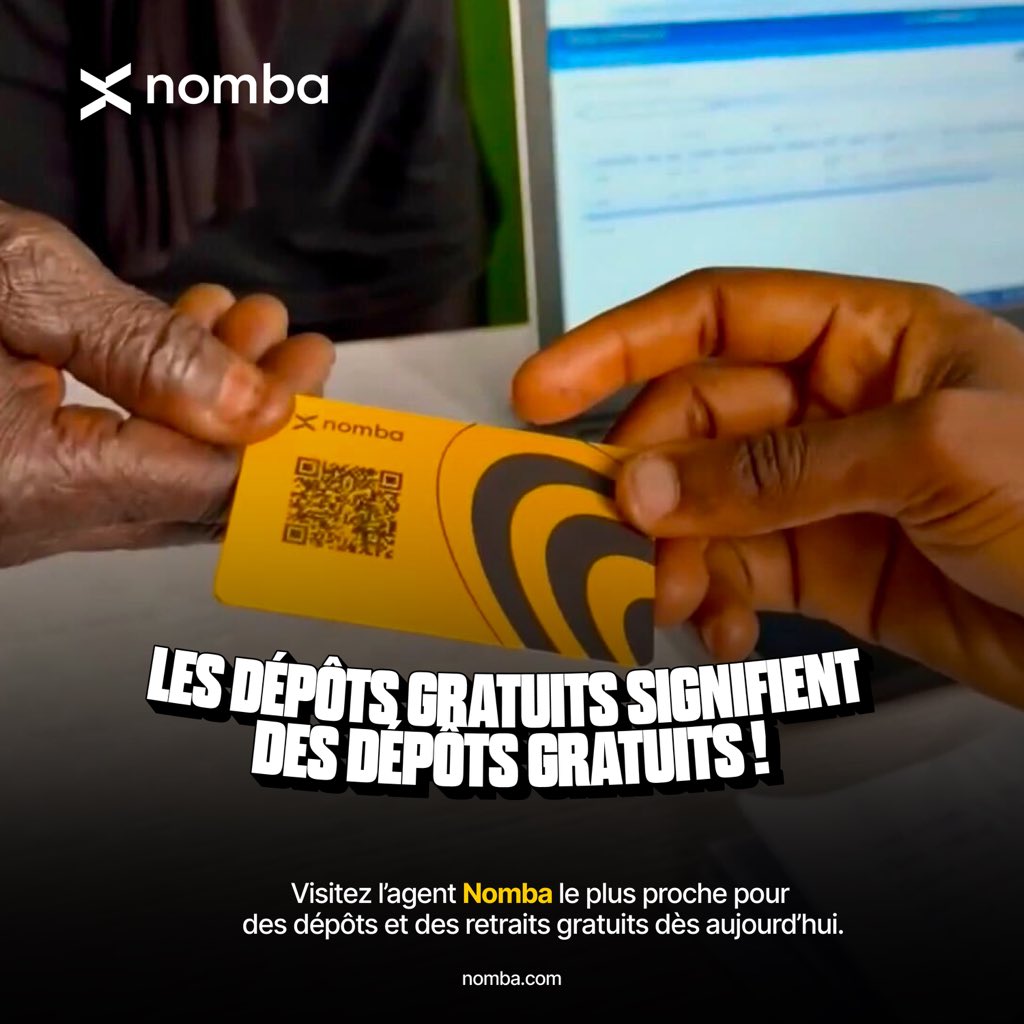 NombaRDC's tweet photo. Je sais que tu aimes les choses gratuites, nous aussi !! Visitez l'agent Nomba le plus proche de chez vous et effectuez ce dépôt gratuit dès aujourd'hui https://t.co/W7eptIGxUz