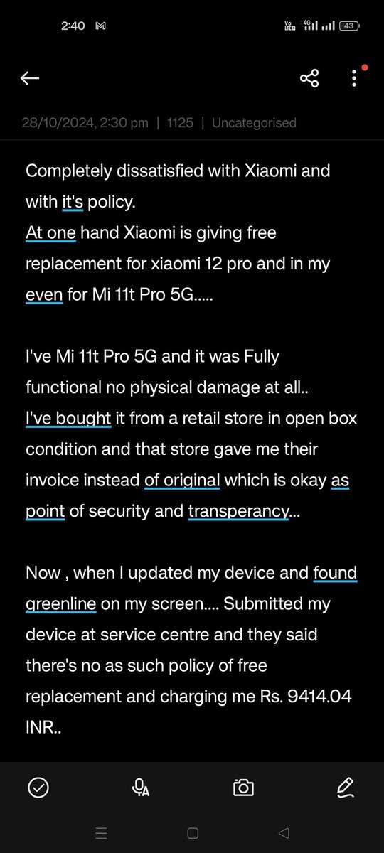 Suryans0417's tweet photo. Xiaomi should learn something from OnePlus and other brands...

Fully disappointed and dissatisfied with Xiaomi..
@MiIndiaSupport @OnePlus_IN @ShokeenSanchit #greenline https://t.co/qmIyYzEz1s