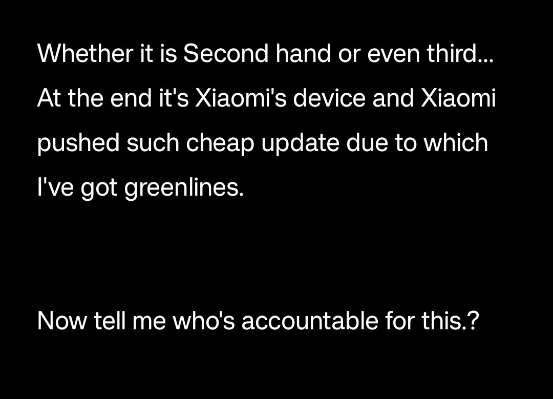 Suryans0417's tweet photo. Xiaomi should learn something from OnePlus and other brands...

Fully disappointed and dissatisfied with Xiaomi..
@MiIndiaSupport @OnePlus_IN @ShokeenSanchit #greenline https://t.co/qmIyYzEz1s