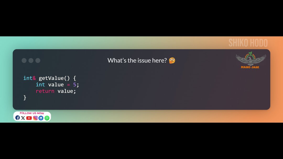 mahojase's tweet image. ❓ Can You Spot the Lifetime Issue?
.
.
.
#LogicErrors #CompileTimeError #CodingMistakes #Debugging #ErrorFixing #CppErrors #ReturnType #ReturnInCpp #CodeDebugging #ProgrammingIssues