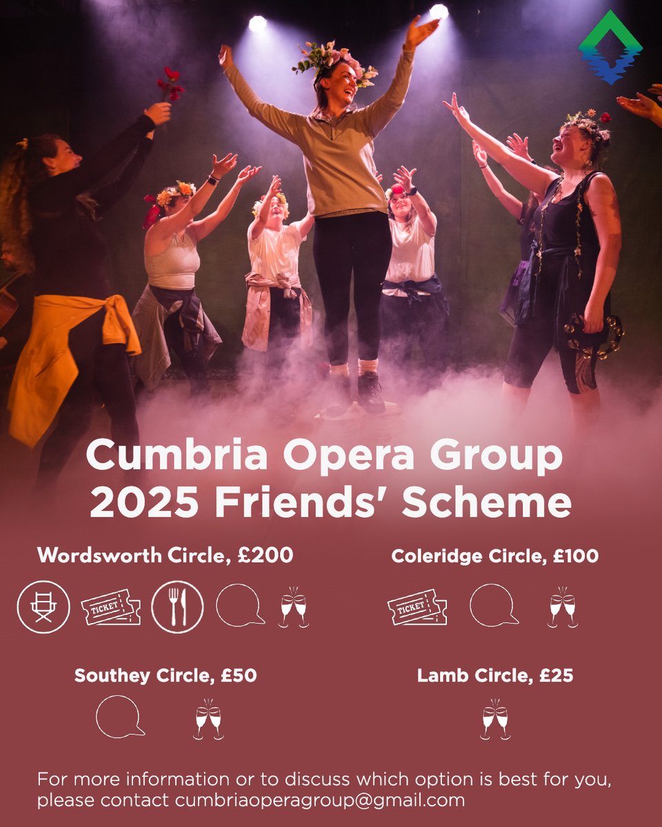 CUMBRIA OPERA FESTIVAL 2025 FRIENDS' SCHEME

In advance of our 2025 Festival we are delighted to introduce our Friends' Scheme: cumbriaoperagroup.com/friends