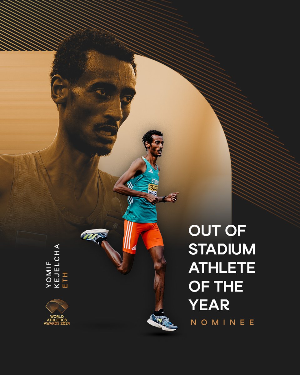 WorldAthletics's tweet image. Male Out of Stadium Athlete of the Year nominee ✨ 

Repost to vote for Yomif Kejelcha 🇪🇹 in the #AthleticsAwards.

Voting closes on Sunday 3 November at 11:59 PM CET.