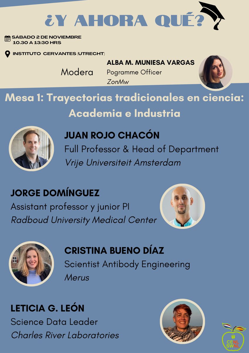 CENL_SWNL's tweet image. ¡Nuestras mesas redondas están completas! 👨🏻‍💼🧑🏻‍💼👩‍💼
Algunos de los temas que trataremos son permanecer en #academia vs pasar a industria, puntos clave en toma de decisiones, búsqueda de apoyo, #mentorazgo, #transferable skills… y mucho más.