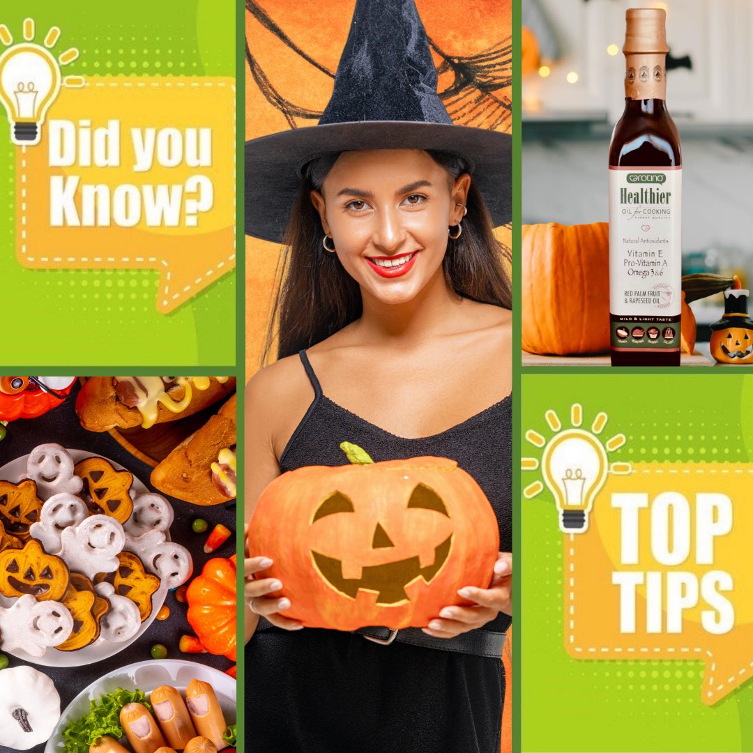 CarotinoOil's tweet photo. Did you know vitamin-rich Carotino Healthier Cooking Oil is great for making tasty #Halloween treats? 🎃 Check out our website for more info about cholesterol-free Carotino and while you’re there, enter our #competition to #win a £50 gift card! #Giveaway https://t.co/0FsVKOnImE https://t.co/YTZ7GSRPOw