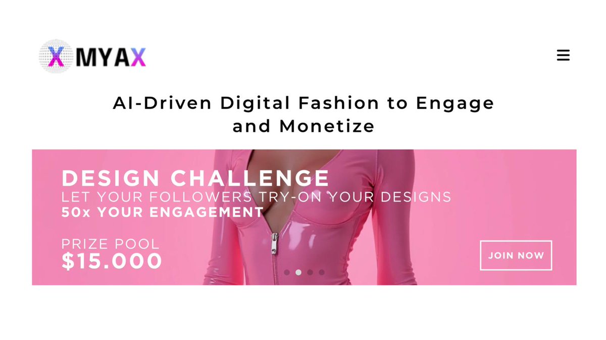 🚀 MYAX Beta is LIVE! 🚀

For Content Creators &amp; Influencers:
🎨 Create stunning fashion designs with AI
👗  Let your followers try-on &amp; engage in real-time
💡   Boost engagement by up to 50x with our interactive sharing tools!

For Investors:
💥 Next-gen monetization tool for