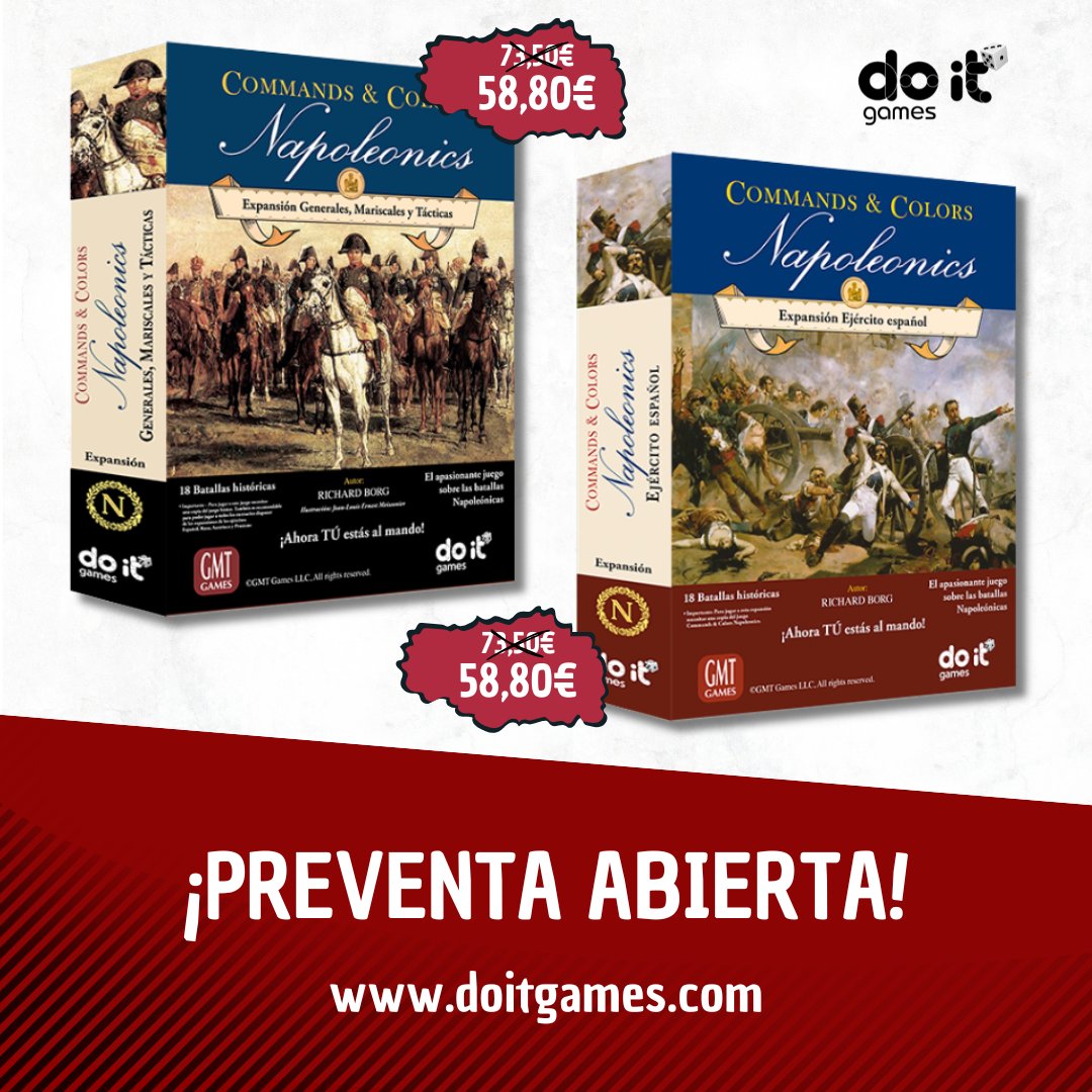 doitgames1's tweet photo. Preventa abierta de las expansiones de
 C&amp;C Napoleonics en español:

🔸Ejército Español
🔸Generales, Mariscales y Tácticas

🚢Está ya en transporte. 
🗓️Llegada prevista primera quincena de diciembre 2024.

Solo disponibles en nuestra web:
https://t.co/kLC5QnnKlL https://t.co/nU1Cwjygxw