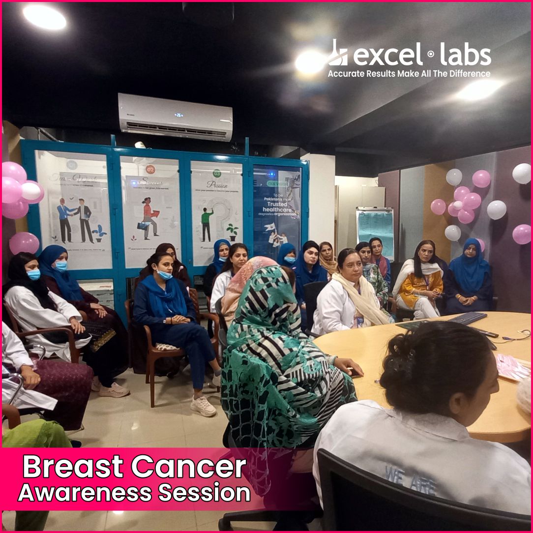 ExcelLabspk's tweet photo. Excel Labs held a Breast Cancer Awareness session for our female employees, emphasizing early detection, prevention &amp; regular screenings. Empowering women to take charge of their health is our priority! 
#BreastCancerAwareness #ExcelLabs https://t.co/ECQcNWC5WX