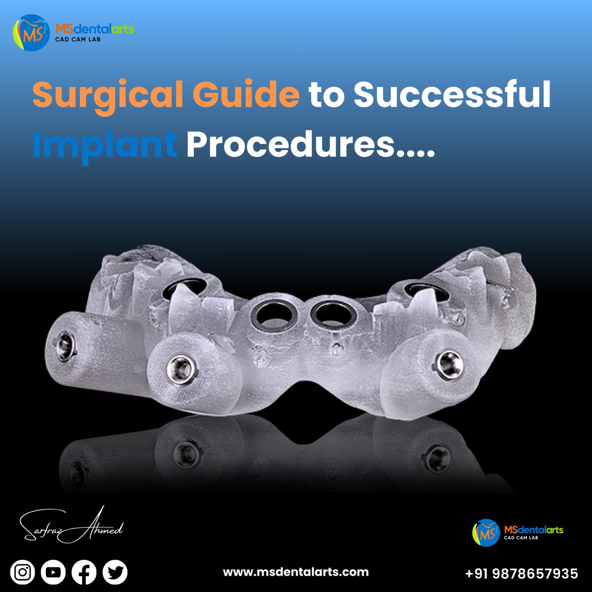 Msdentalarts's tweet photo. Did you know the right surgical guide can improve your implant success rate? Discover innovative techniques in our latest publication from @MSDentalArts!  #DentalInnovation #SurgicalGuid #Dentistry #tricity https://t.co/PQ2yNxItG3