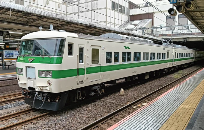 JNRマークみるのも久しぶりのような185系 