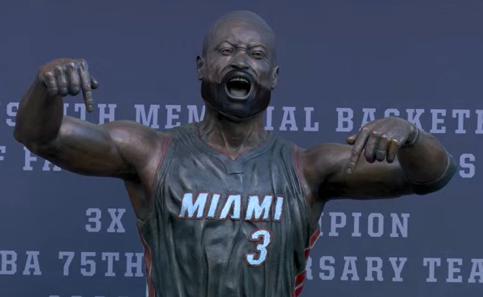 markserrano416's tweet image. I think that D. Wade statue can be salvaged by painting his beard and moustache.  It's not perfect but still... 🧑‍🔧

#Wade #DwyaneWade