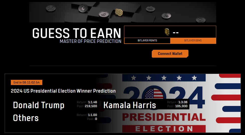 🇺🇸Who will take the win:Trump🆚Harris

🧐The countdown to the election is on! Join our 2024 US Presidential Election Winner Prediction Event,win Points&amp;Gems!💎

-RT&amp;Comment your guess;
-Drop your Bitlayer addrress in the comments;

20 winners will be randomly selected to win 1000