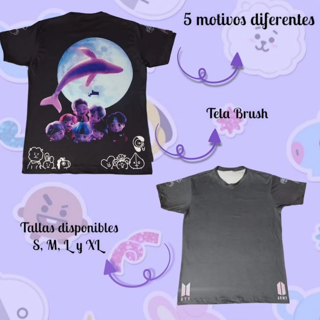 Yinneth57689's tweet photo. Camisetas personalizadas 
Muy suaves, tela brush sublimadas, resistentes al Clorox, transpirables 
Diseños de BT21 y Tiny Tan 
Tallas: S, M, L, XL 
Envios a toda Colombia 🇨🇴 
Más información al privado o a nuestro WhatsApp: 3025320927
#BTS  #BT21  #emprendimiento #Colombia  #army https://t.co/TDix9No0BL