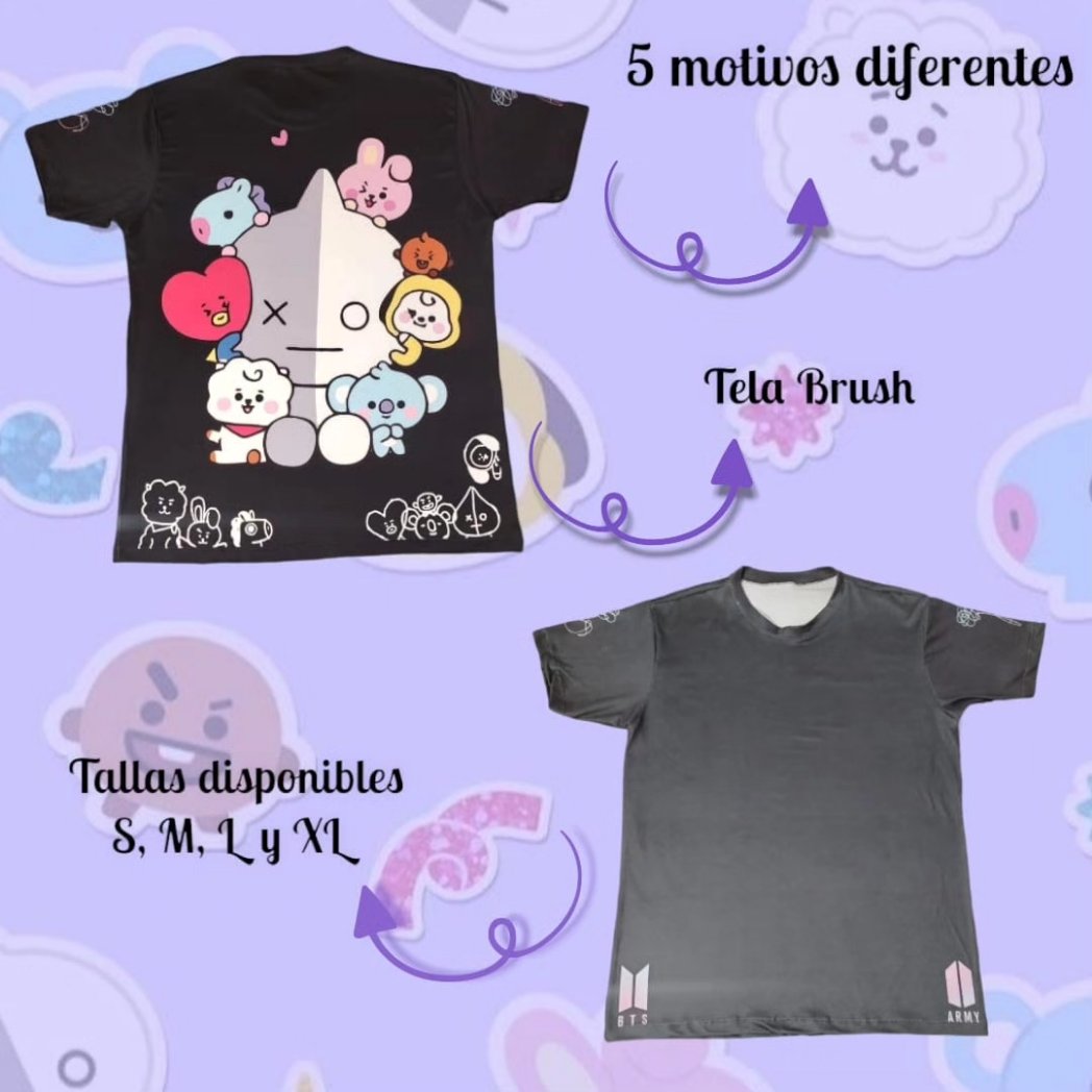 Yinneth57689's tweet photo. Camisetas personalizadas 
Muy suaves, tela brush sublimadas, resistentes al Clorox, transpirables 
Diseños de BT21 y Tiny Tan 
Tallas: S, M, L, XL 
Envios a toda Colombia 🇨🇴 
Más información al privado o a nuestro WhatsApp: 3025320927
#BTS  #BT21  #emprendimiento #Colombia  #army https://t.co/TDix9No0BL