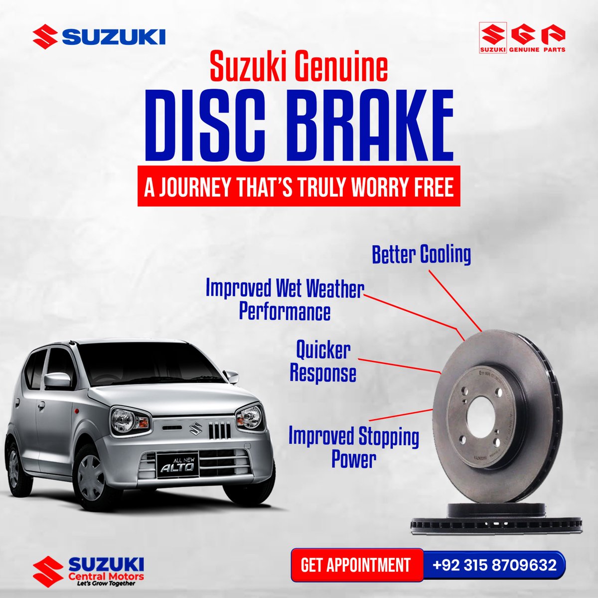 RwpScm's tweet image. Upgrade your driving experience with Suzuki Genuine Disc Brakes. Enjoy better cooling, improved stopping power, and quicker response. 

𝐁𝐨𝐨𝐤 𝐧𝐨𝐰! 𝐂𝐨𝐧𝐭𝐚𝐜𝐭 𝐮𝐬 𝐚𝐭
📲+𝟗𝟐-𝟑𝟏𝟓-𝟖𝟕𝟎𝟗𝟔𝟑𝟐

#SuzukiCentralMotors #GenuineDiscBrakes #BetterCooling #Suzuki