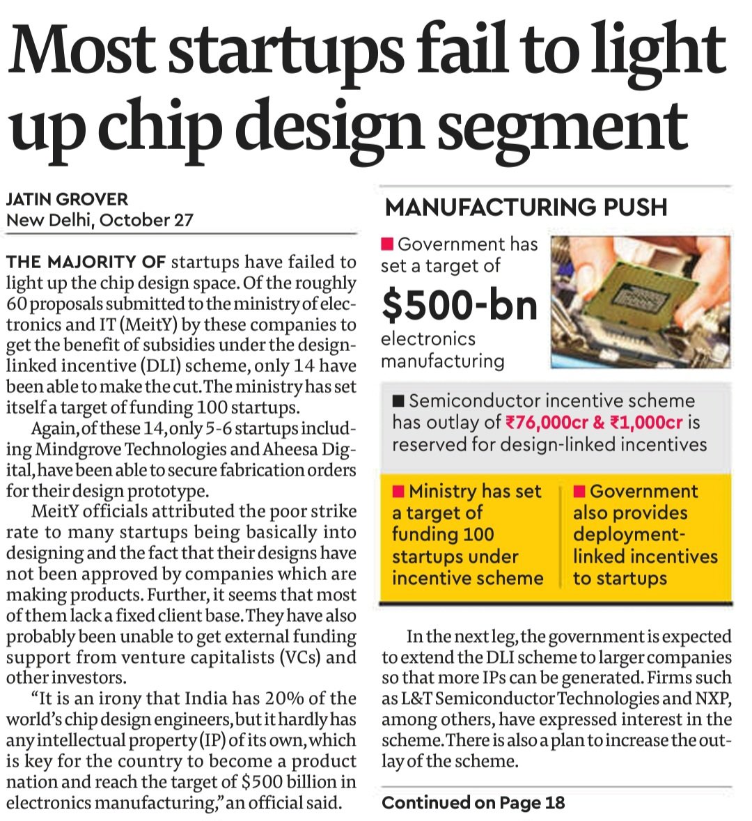 JaleshwarU's tweet image. #Economy #India #ChipDesign #StartupsFail