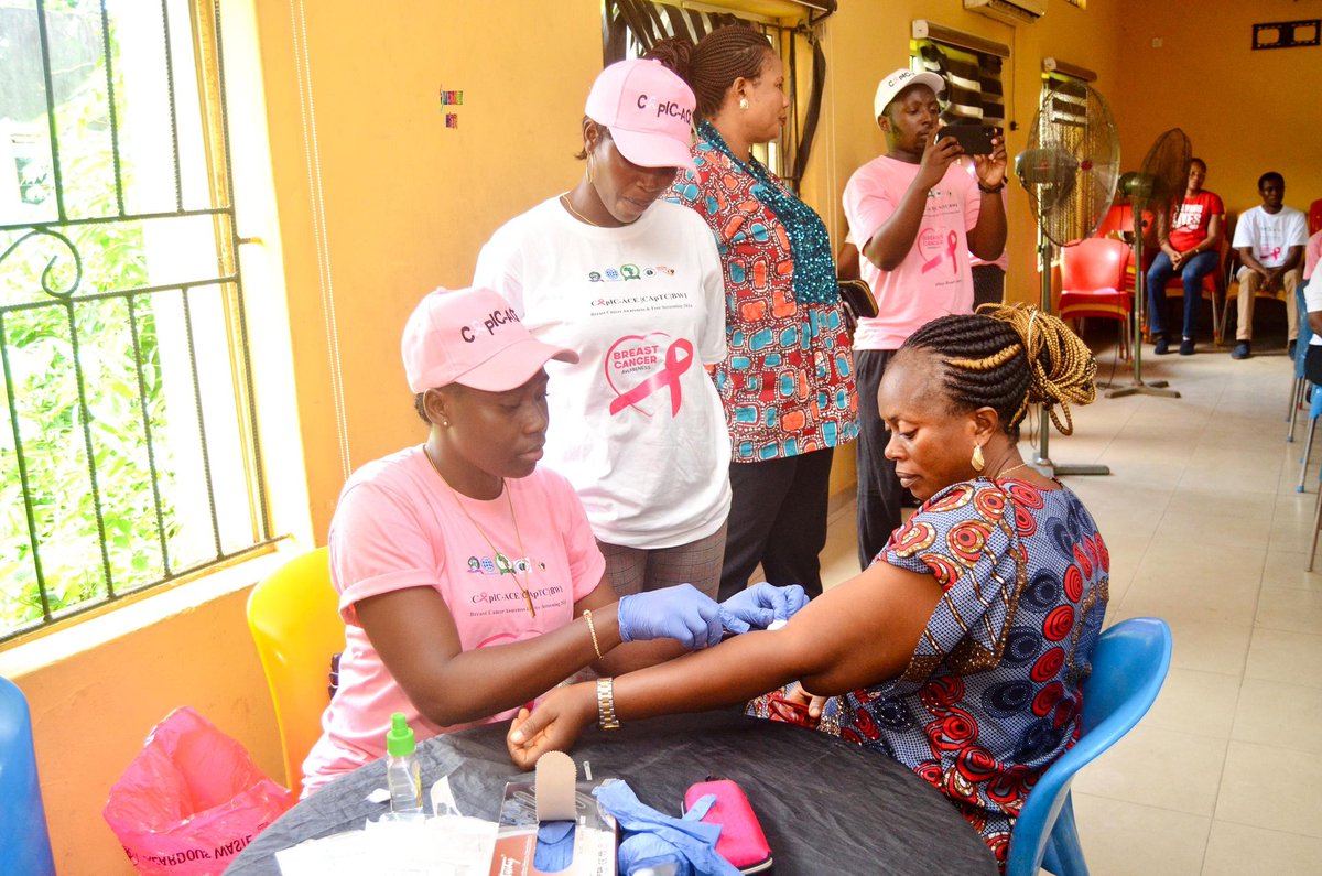 Our center <a href="/capicace/">CApIC-ACE</a> <a href="/CUHEBRON/">Covenant University</a> <a href="/the_ACEProject/">Africa Higher Ed. Centers of Excellence-ACE Impact</a> in partnership with <a href="/CaPTC7/">CaPTC</a> <a href="/beulah_bwi/">Beulah World (BWI)</a> conducted a Breast Cancer Awareness and free Screening program at Ota, Ogun State, Nigeria to commemorate Breast Cancer Awareness month, 2024. Let's join hands to reduce burden of Breast Cancer