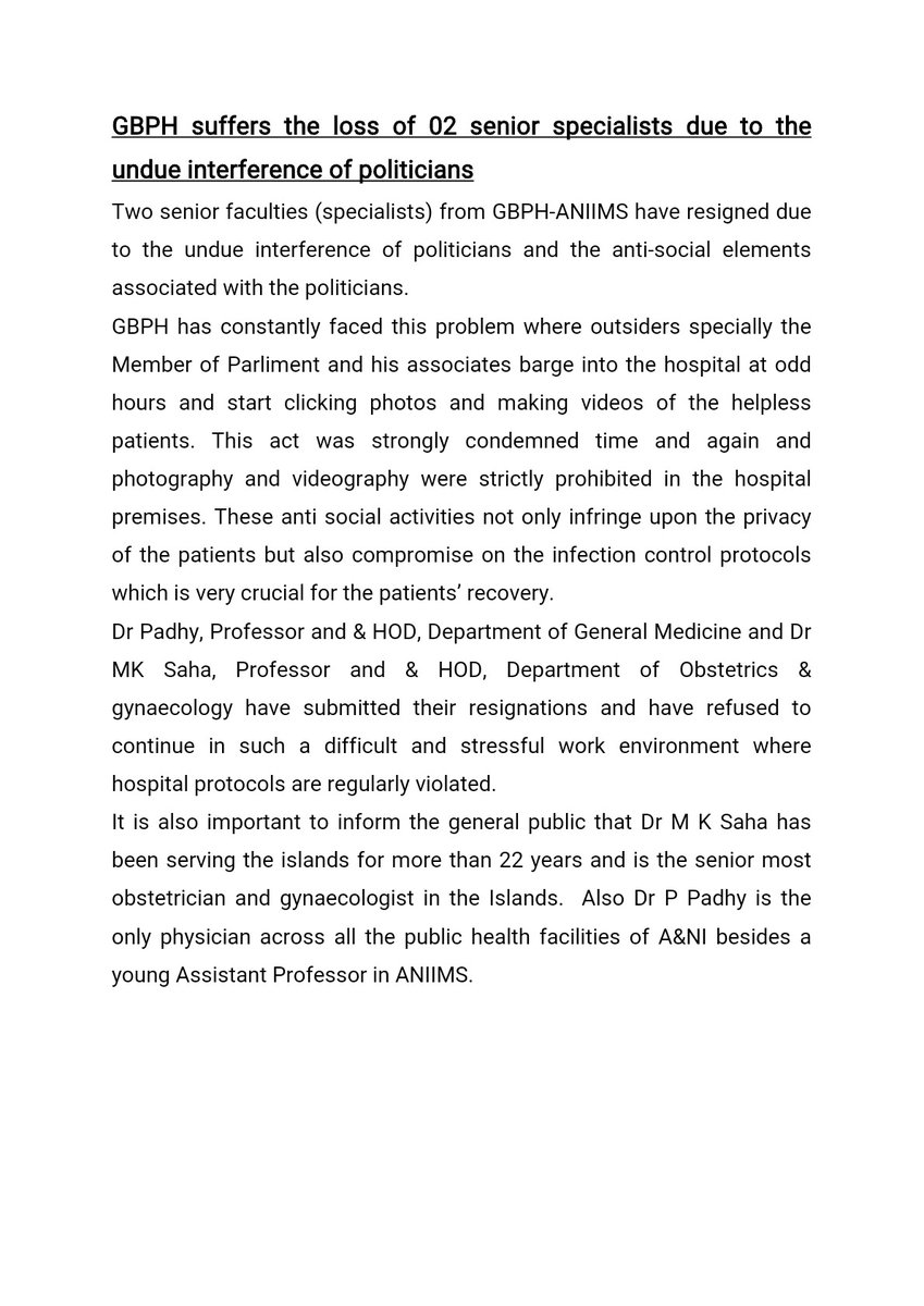 PRESS RELEASE #nopoliticsathospital
#resignation 
#doctorsprotest