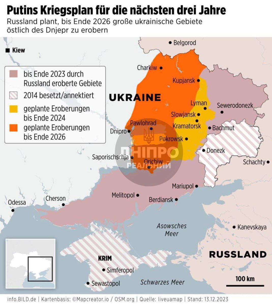 EuromaidanPR's tweet image. The russian federation plans to capture Kharkiv, Dnipro and Zaporizhzhia.
This is the opinion of Bild
In this way, the russian federation will capture the entire industrial region of Ukraine and turn it into an agrarian country. The publication also writes that Putin plans to end…