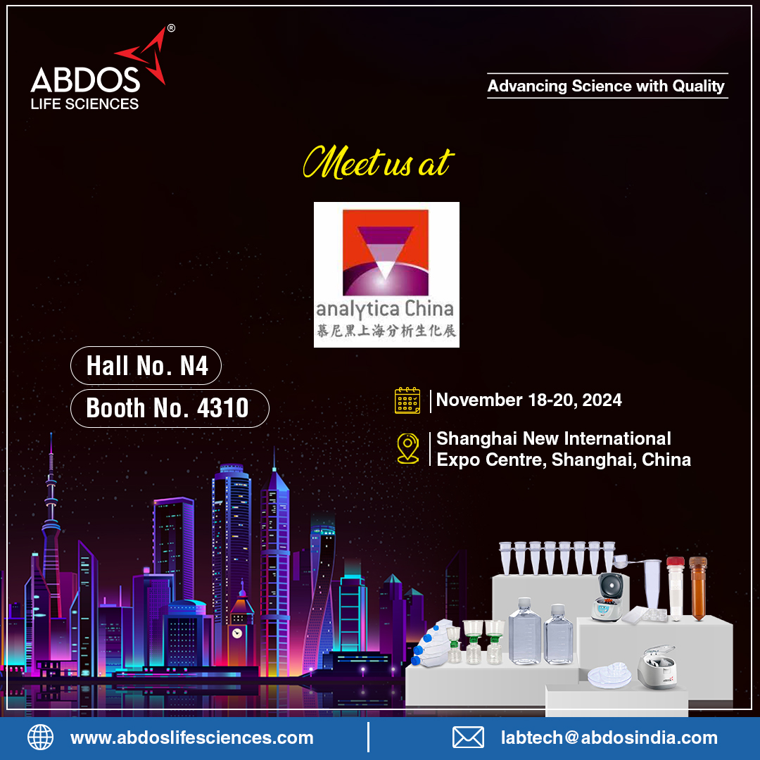 AbdosLabtech's tweet image. #AbdosLifeSciences invites you to visit them at Analytica China 2024 &amp;amp; witness a wide range of plastic labware products.

🗓️Nov 18-20, 2024

Hall No. N4 | Booth No. 4310
📍 Shanghai New International Expo Centre, China

#LifeSciences #LabEssentials #China #LabProductsUnleashed