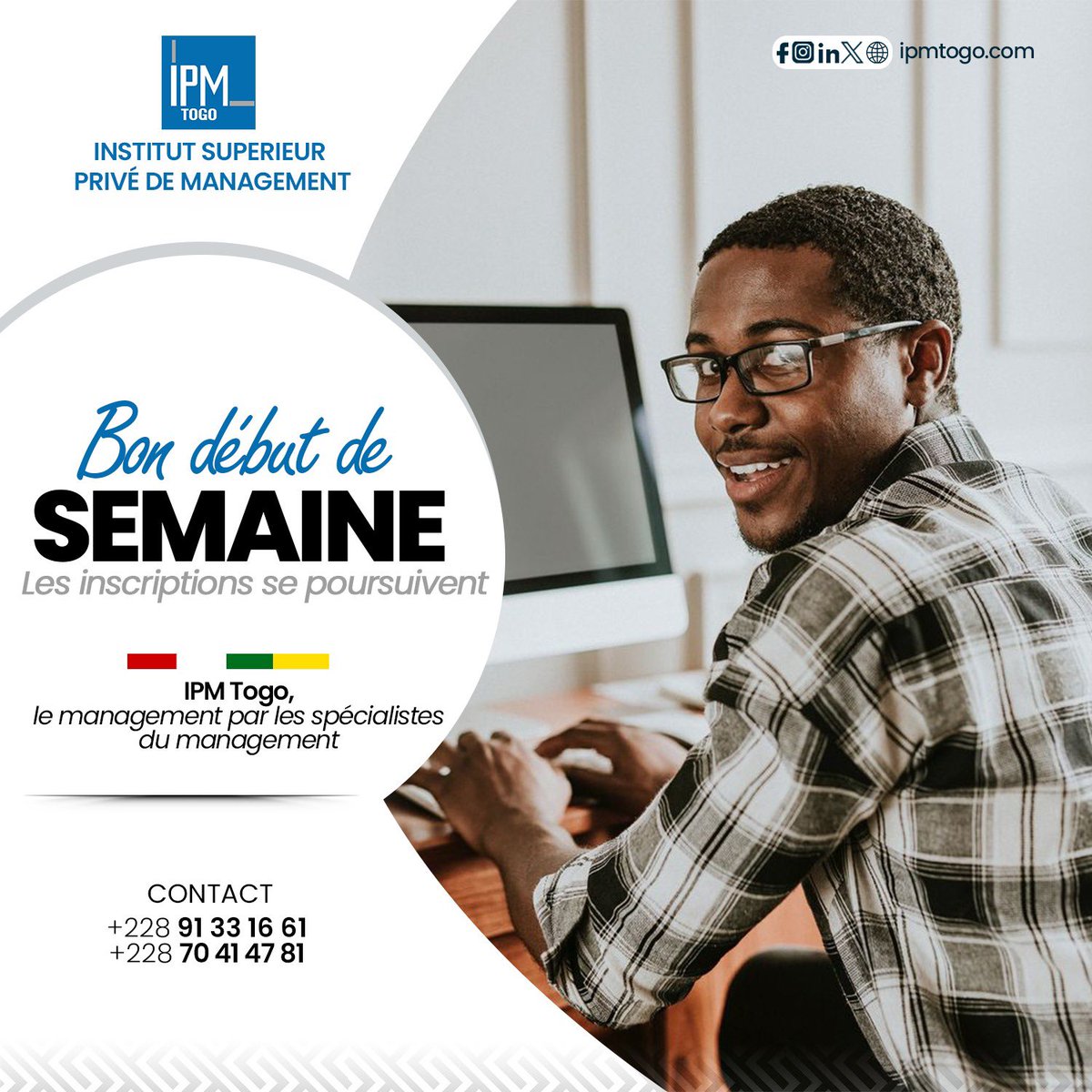 ipm_Togo's tweet photo. Bon début de semaine à toute la communauté IPM. Les inscriptions se poursuivent…
#ipmtogo https://t.co/9tcitCU4Yd