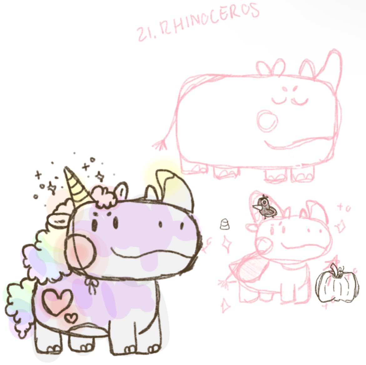 Inktober Day #21: Rhinoceros🦏💖✨🦄
I am running SO behind on these prompts but I’m trying my best to draw little by little everyday in my free time! It was hard to think of a way to relate the prompt to Halloween or fall in some way, so I drew one dressed up as a unicorn!🤷‍♀️