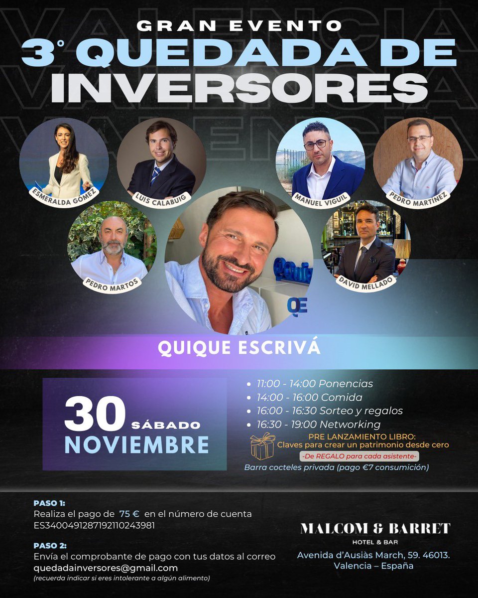 Quique_escriva's tweet photo. Quieres conocer más inversores ?
Hablar de dinero abiertamente ?
Hacer contactos ?
No te pierdas este evento : https://t.co/PBG1Qiz2F8