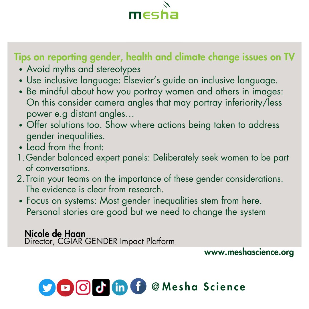Dr Nicole de Haan, Director, CGIAR GENDER Impact Platform discusses Gender Inclusive Reporting at the TV journalists forum.