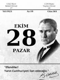 📣 Gentlemen! we will declare the Republic tomorrow!

📣  Efendiler! Yarın Cumhuriyeti ilan edeceğiz!

Mustafa Kemal ATATÜRK 

#OnunEseri #CumhuriyetinBekçisiyiz #Cumhuriyet101Yaşında  <a href="/elonmusk/">Elon Musk</a>