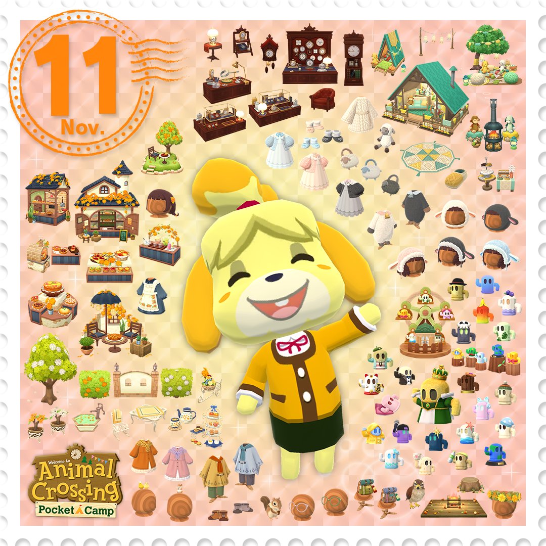Pocket_Camp's tweet photo. Here's a peek at some of the items coming in November!✨

You can smell autumn in the air.🎵

#PocketCamp https://t.co/WyDfaCdZYy