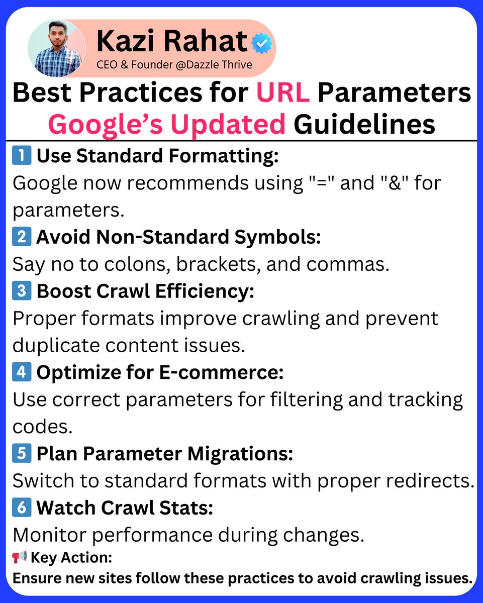 kaziphics's tweet image. Best Practices for URL Parameters – Google’s Updated Guidelines | Kazi Rahat Ethical SEO Expert

#SEO #GoogleUpdate #URLParameters #WebsiteOptimization #DigitalMarketing #EcommerceSEO #CrawlEfficiency #SEOTips