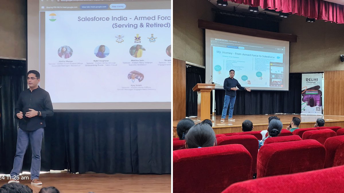 saagarkinja's tweet photo. 1️⃣ Commander Vineet Arora CSM® PM shared his remarkable journey, highlighting the challenges Veterans face post-retirement and how to overcome them. He introduced #Vetforce – an equality group within Salesforce that uplifts veterans, military families, and allies.🌍💙 https://t.co/PJJHeUutXs