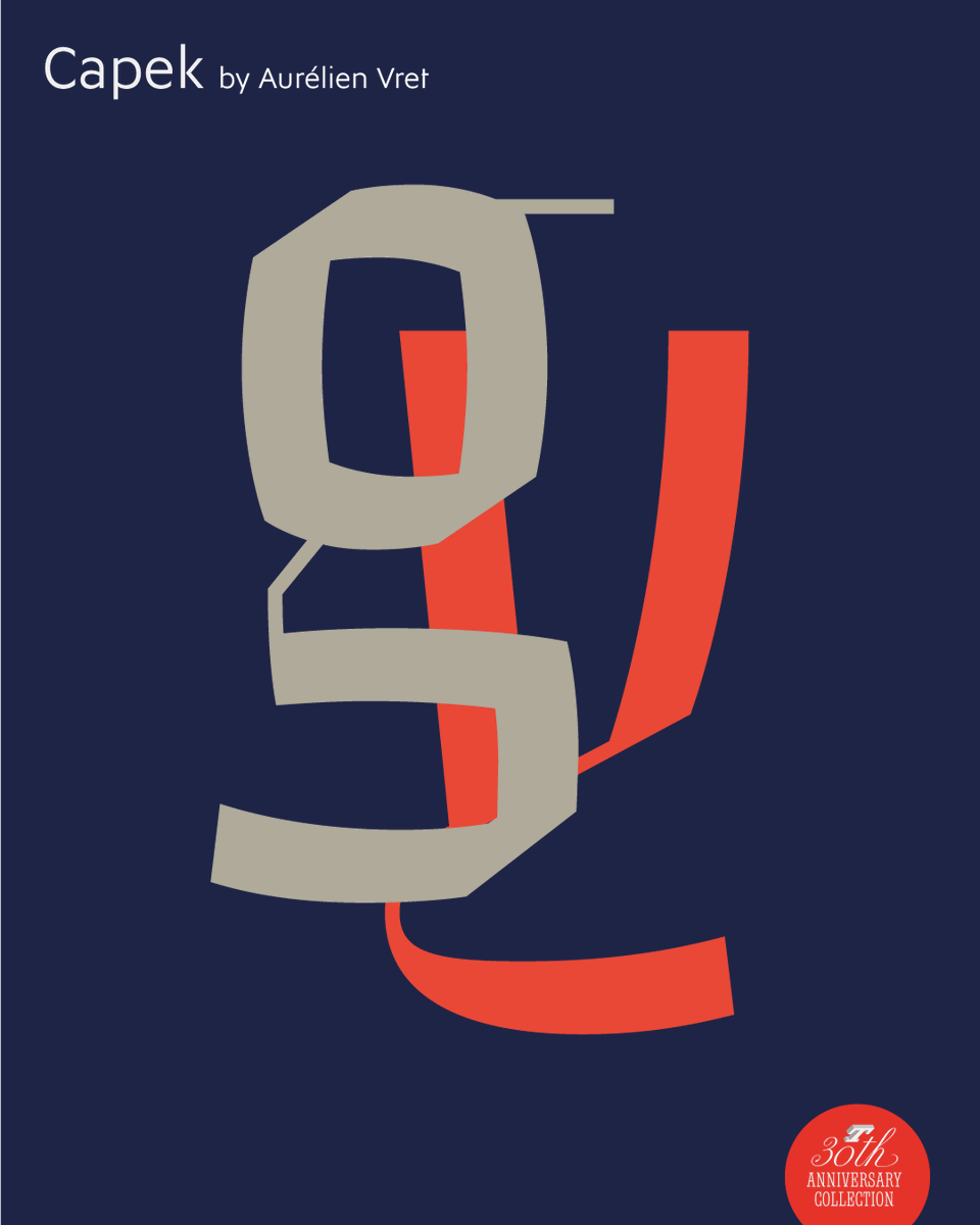 Capek – part of the five new typefaces designed for the Typofonderie 30th Anniversary – is a blackletter sans serif, whose forms are inspired by the technophile universe and science fiction.

➽ typofonderie.com/fonts/capek/
By <a href="/aurelien_vret/">Aurélien Vret</a>