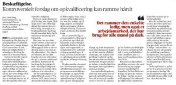 thomasholberg's tweet photo. Stort problem hvis ret til jobrettet uddannelse udskydes til 6 måneder. Ledige seniorer har brug for hurtig indsats, ellers risikerer vi at miste dem på #dkarbejde. Fælles budskab med @JensHvidBang &amp; @DPT_dk i Avisen Danmark https://t.co/2GgamdsDN5