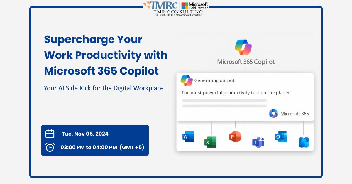 tmr_consulting's tweet image. Join TMR Consulting for an upcoming webinar: Supercharge Your Work Productivity with Microsoft 365 Co-pilot
📷 Date: November 05, 2024
📷 Time: 03:00 PM (PKT | UTC +5)
Register now to start your journey with Microsoft 365 Co-pilot.
tmrconsult.com/free-webinar/
#TMRConsulting