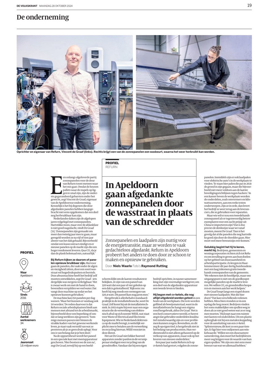 Kijk: sommige zonnepanelen kunnen nog jaren mee.
Dankzij Refurn uit Apeldoorn.